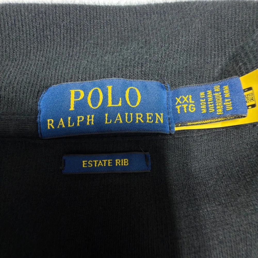 Polo Ralph Lauren Estate Rib Quarter Zip Pullover Sweatshirt Mens 2XL Black Pony